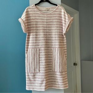 Ann Taylor Loft Pink & White Striped Boxy Short Sleeve Dress size small
